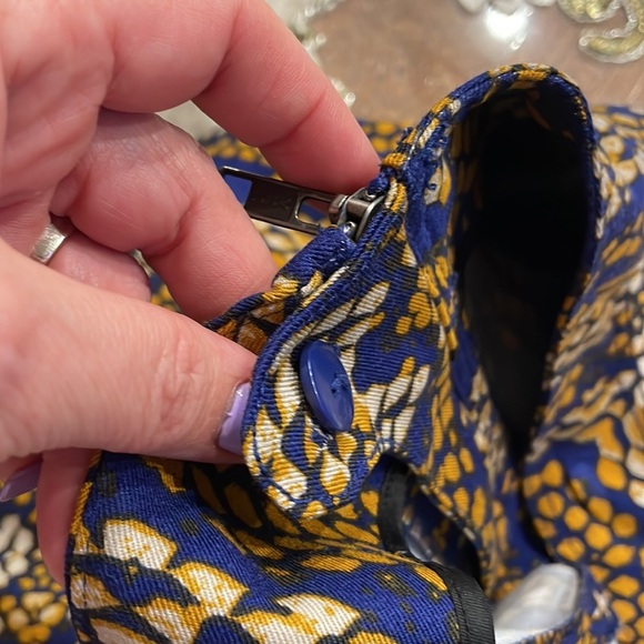 Cartonnier Anthropologie Collete Sampa wide crop pants snakeskin blue yellow 8 - Picture 10 of 17